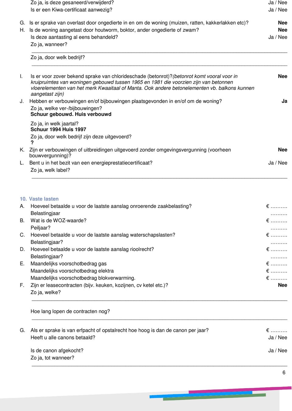 (betonrot komt vooral voor in kruipruimtes van woningen gebouwd tussen 1965 en 1981 die voorzien zijn van betonnen vloerelementen van het merk Kwaaitaal of Manta. Ook andere betonelementen vb.