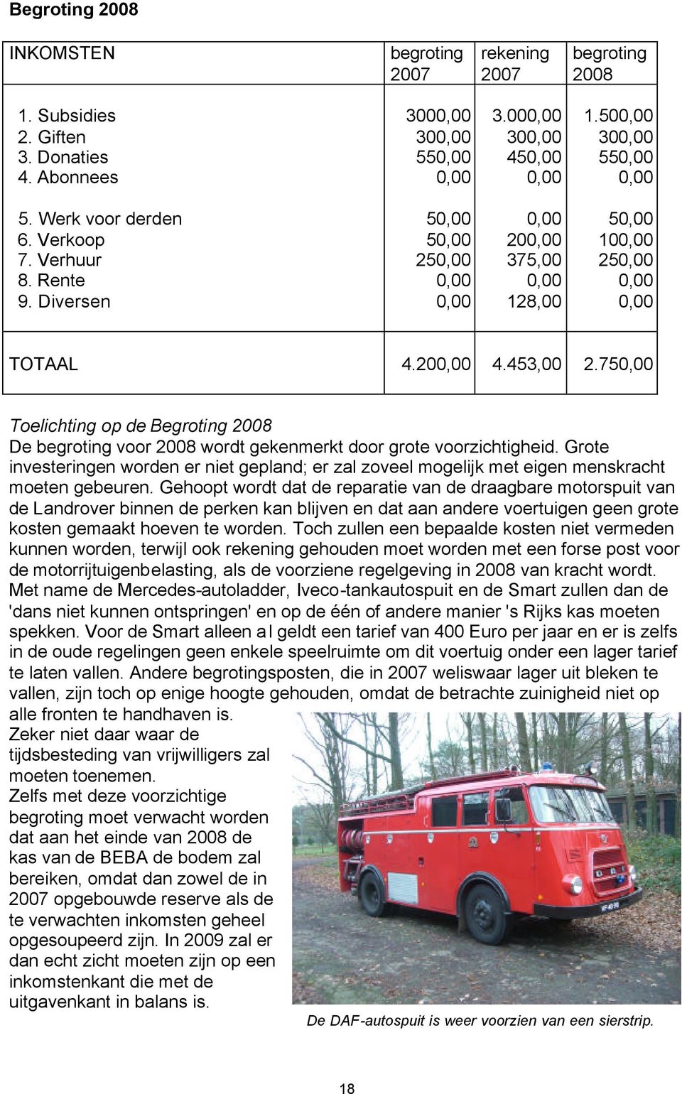 Grote investeringen worden er niet gepland; er zal zoveel mogelijk met eigen menskracht moeten gebeuren.