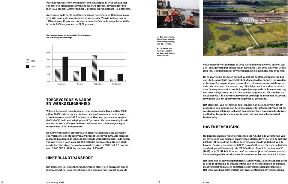 Terwijl Antwerpen in 1990 net geen 16 procent van de containertrafiek in de range behandelde, is dat in 2008 opgelopen tot 21,66 procent.