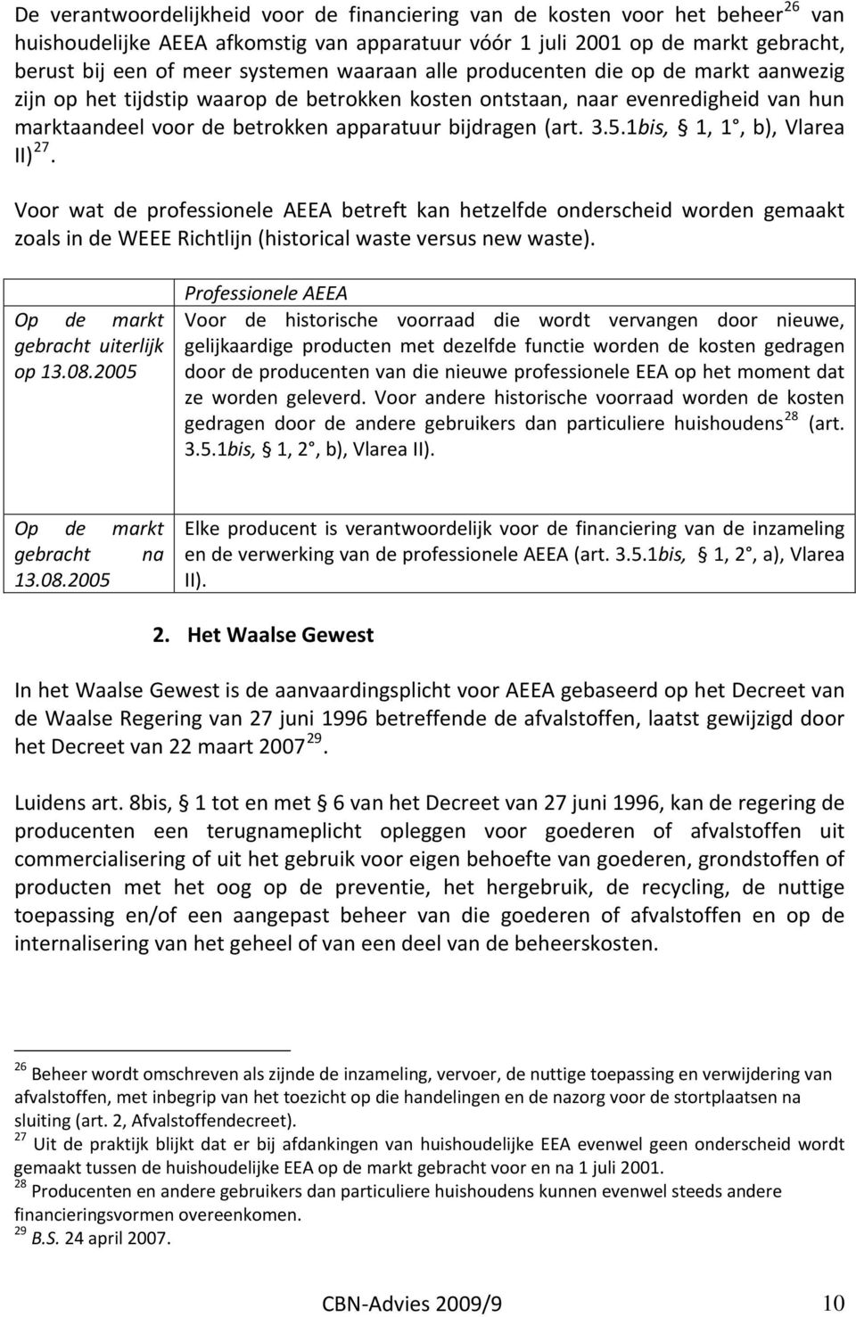 1bis, 1, 1, b), Vlarea II) 27. Voor wat de professionele AEEA betreft kan hetzelfde onderscheid worden gemaakt zoals in de WEEE Richtlijn (historical waste versus new waste).