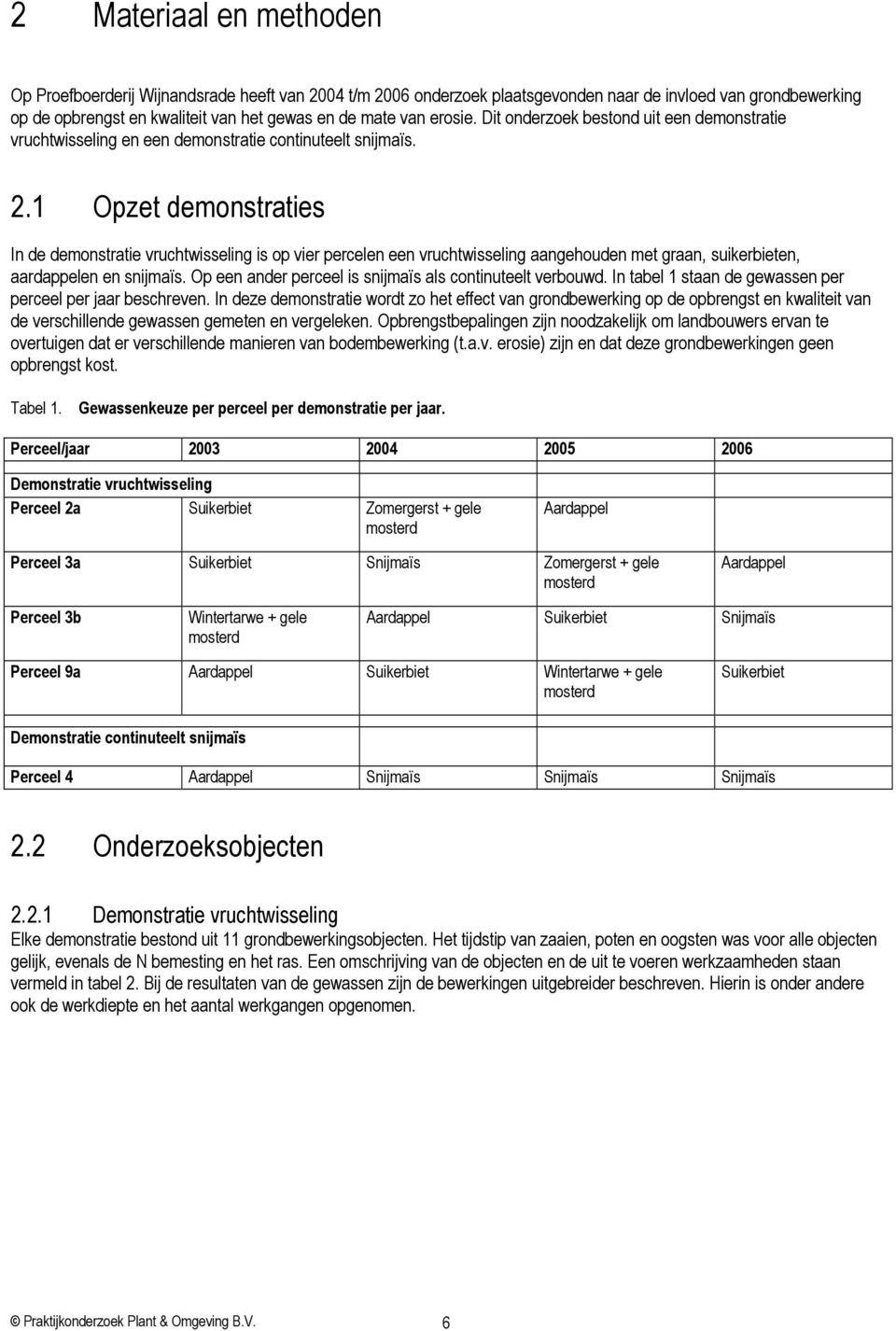 1 Opzet demonstraties In de demonstratie vruchtwisseling is op vier percelen een vruchtwisseling aangehouden met graan, suikerbieten, aardappelen en snijmaïs.