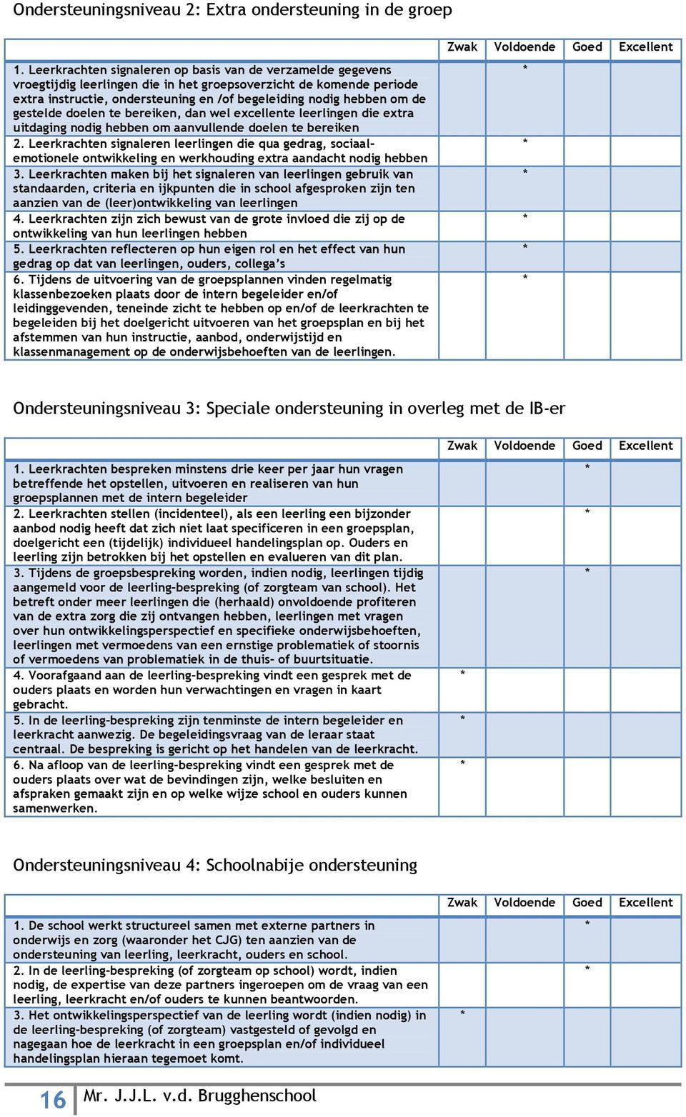 gestelde doelen te bereiken, dan wel excellente leerlingen die extra uitdaging nodig hebben om aanvullende doelen te bereiken 2.