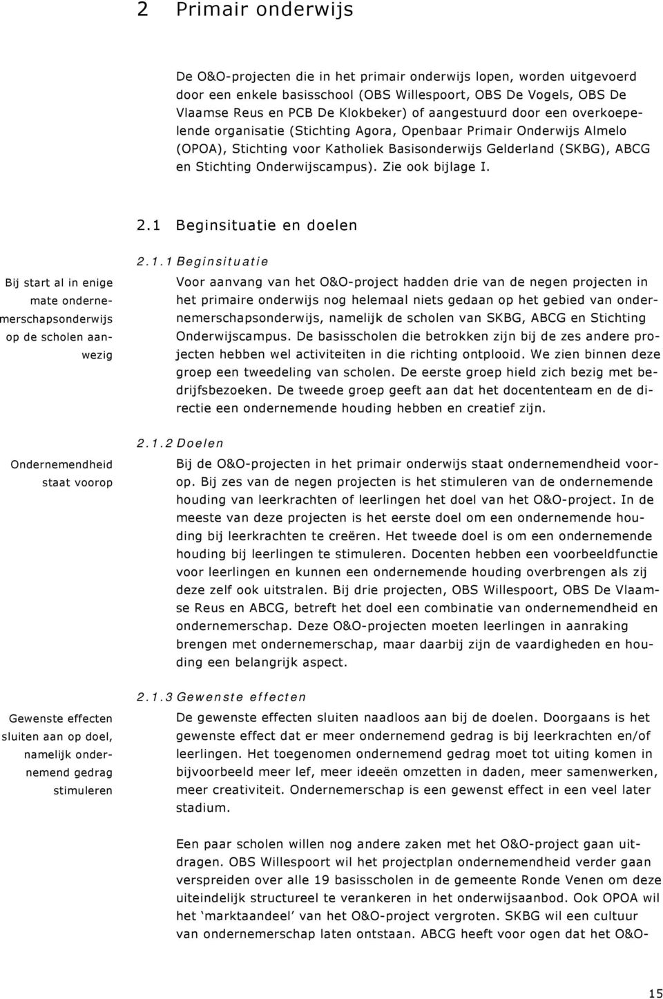 Onderwijscampus). Zie ook bijlage I. 2.1 