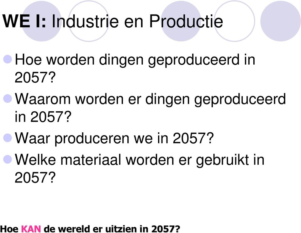 Waarom worden er dingen  Waar produceren we in 2057?