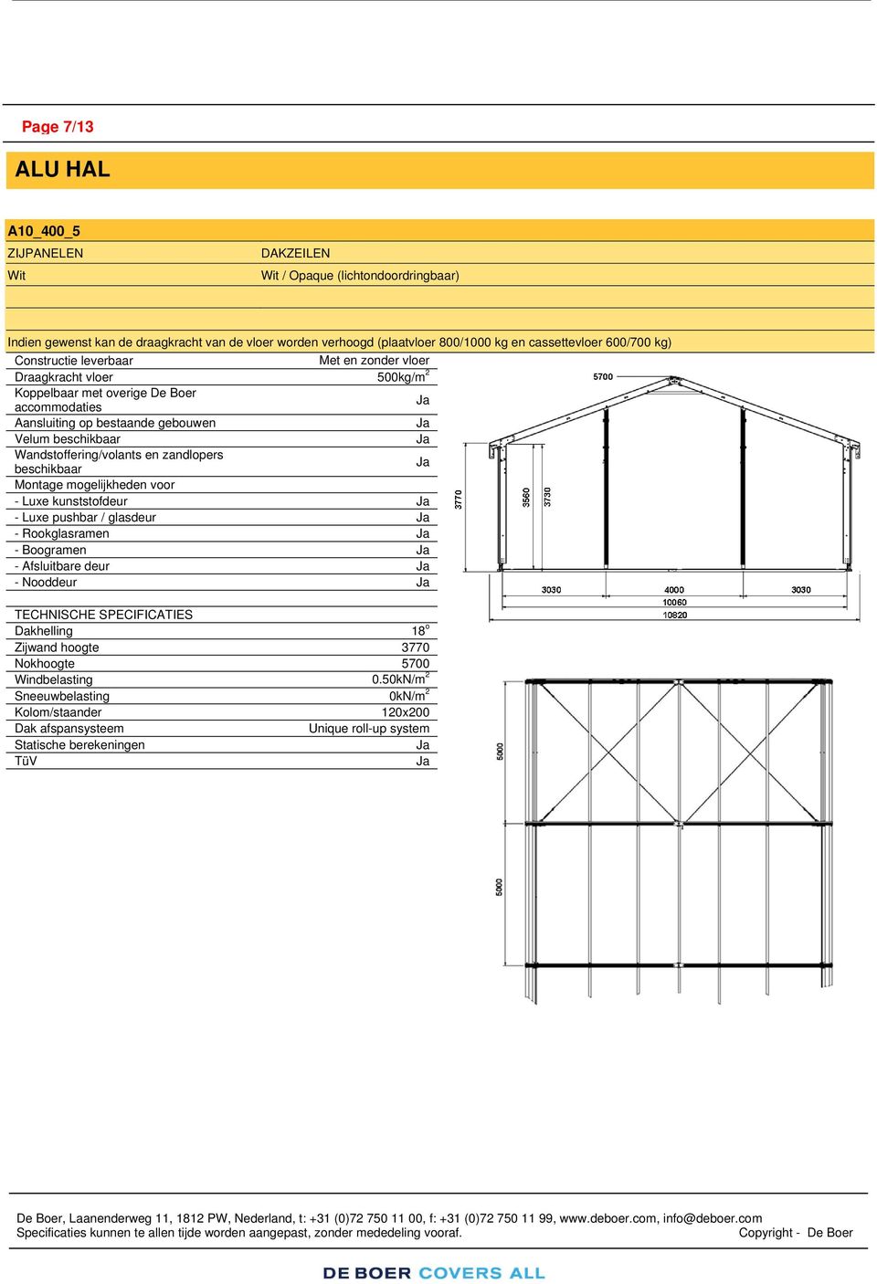 deur 18 o Zijwand hoogte 3770 5700 Windbelasting 0.