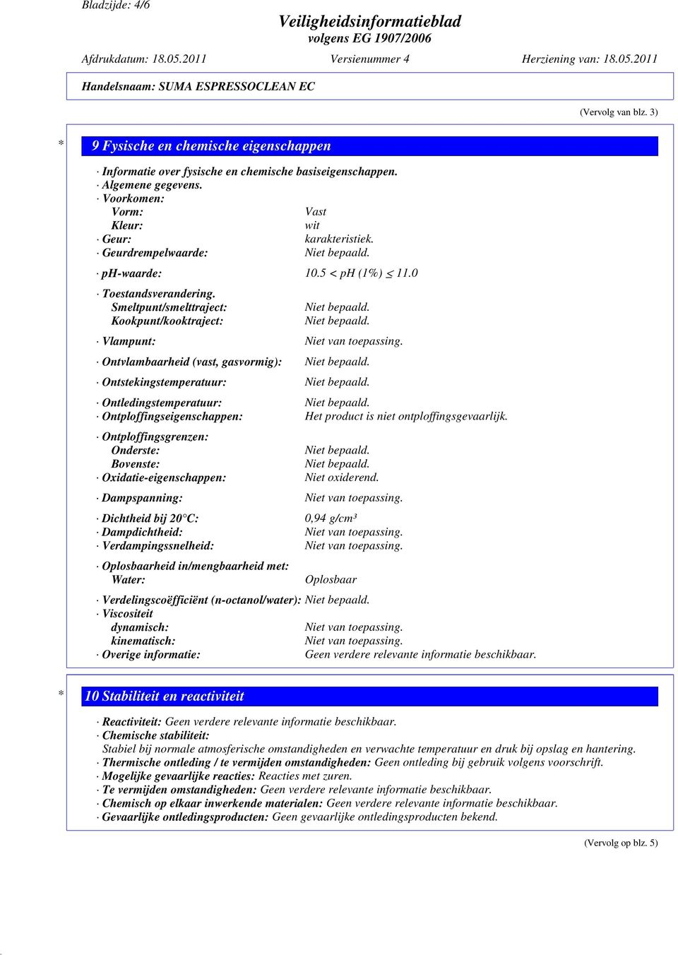 Smeltpunt/smelttraject: Kookpunt/kooktraject: Vlampunt: Niet van toepassing.