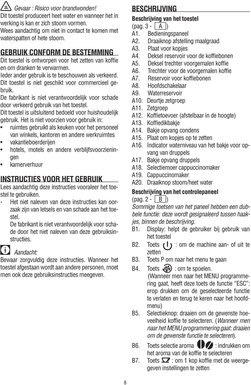 Dit toestel is niet geschikt voor commercieel gebruik. De fabrikant is niet verantwoordelijk voor schade door verkeerd gebruik van het toestel.