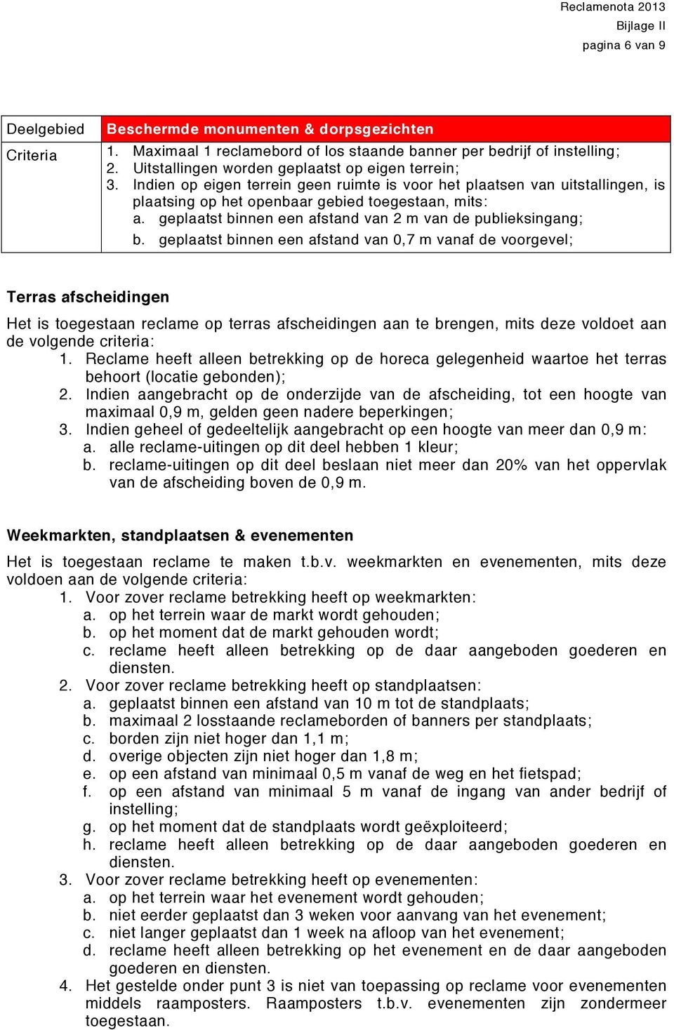 geplaatst binnen een afstand van 2 m van de publieksingang; b.