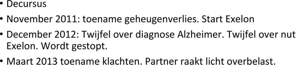 Alzheimer. Twijfel over nut Exelon. Wordt gestopt.