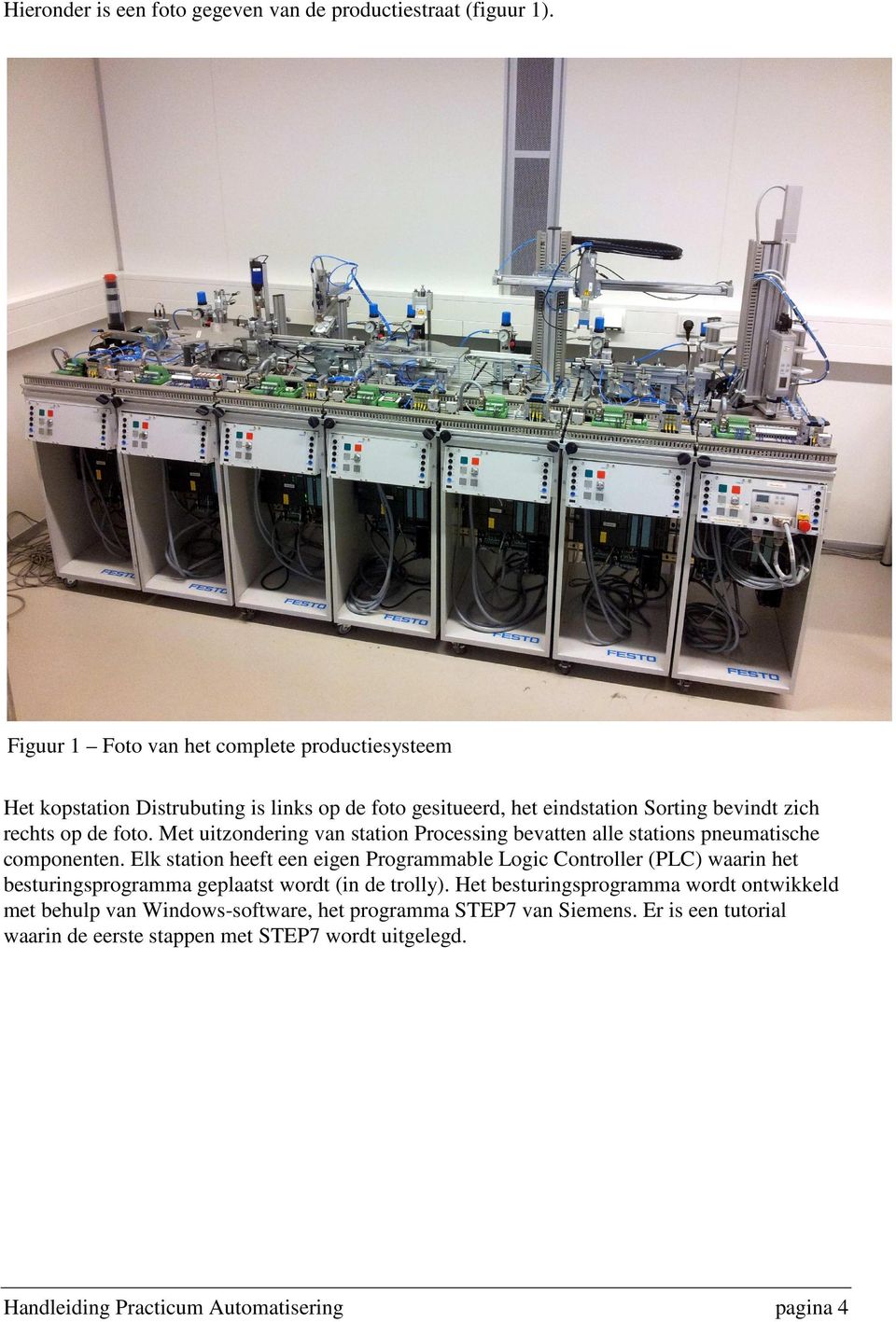 Met uitzondering van station Processing bevatten alle stations pneumatische componenten.