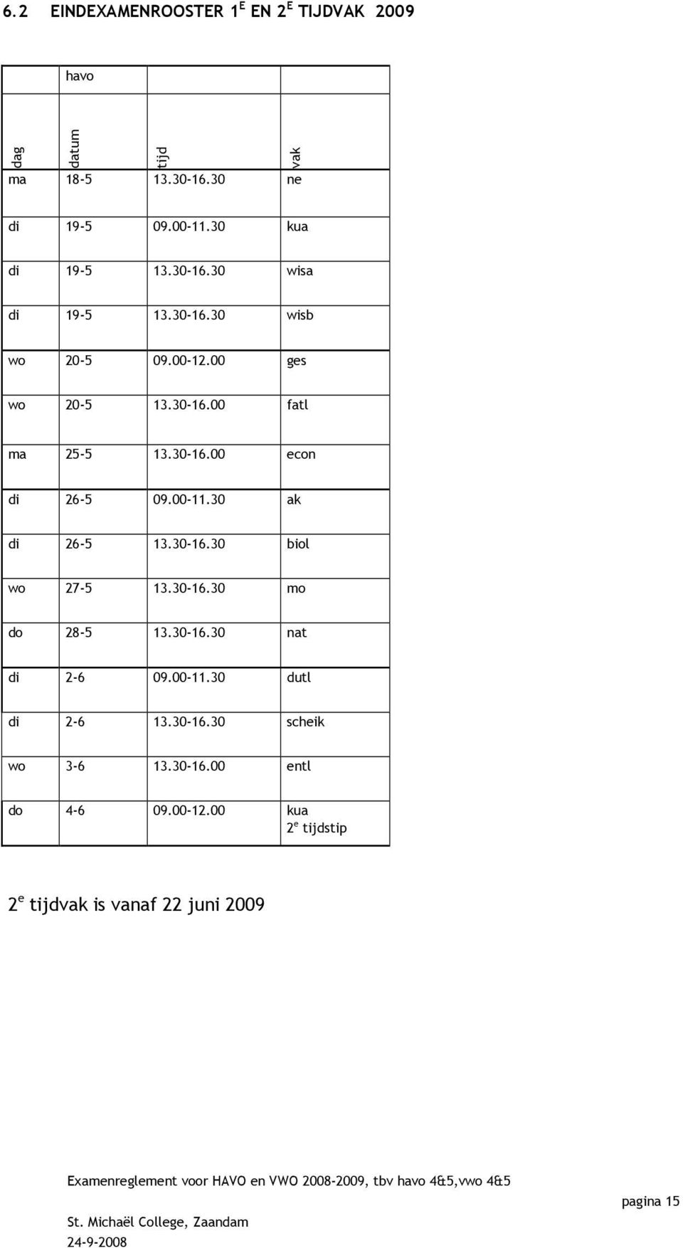 00-11.30 ak di 26-5 13.30-16.30 biol wo 27-5 13.30-16.30 mo do 28-5 13.30-16.30 nat di 2-6 09.00-11.30 dutl di 2-6 13.