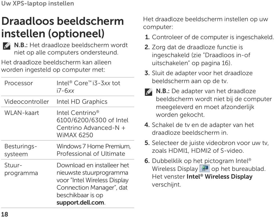 Centrino Advanced-N + WiMAX 6250 Besturingssysteem Stuurprogramma Windows 7 Home Premium, Professional of Ultimate Download en installeer het nieuwste stuurprogramma voor Intel Wireless Display