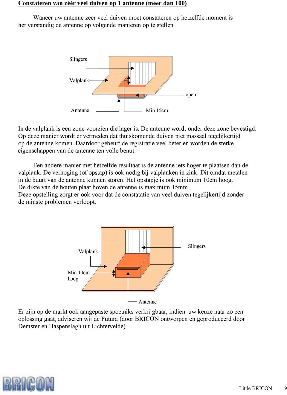 Op deze manier wordt er vermeden dat thuiskomende duiven niet massaal tegelijkertijd op de antenne komen.