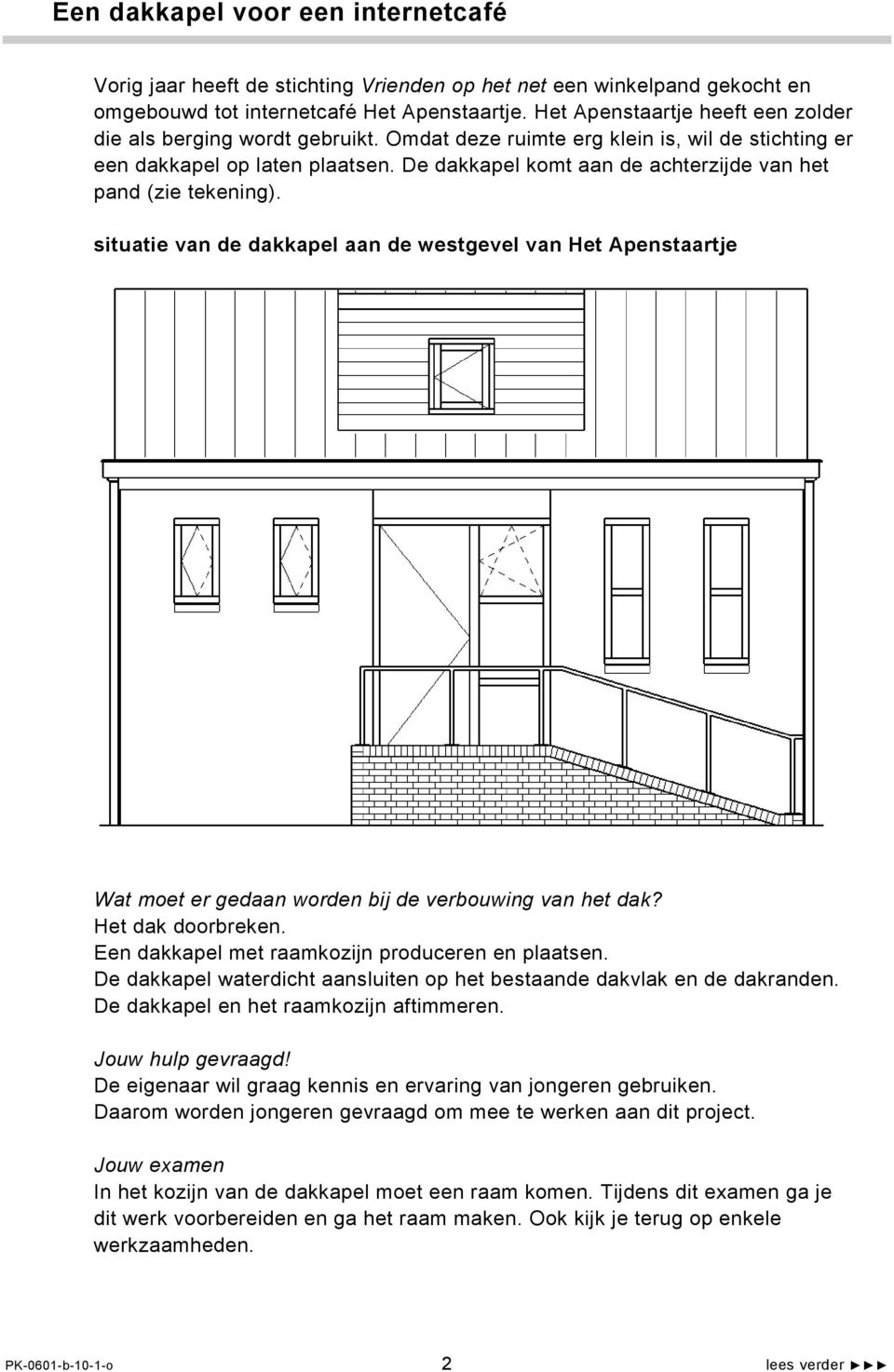 De dakkapel komt aan de achterzijde van het pand (zie tekening). situatie van de dakkapel aan de westgevel van Het Apenstaartje Wat moet er gedaan worden bij de verbouwing van het dak?