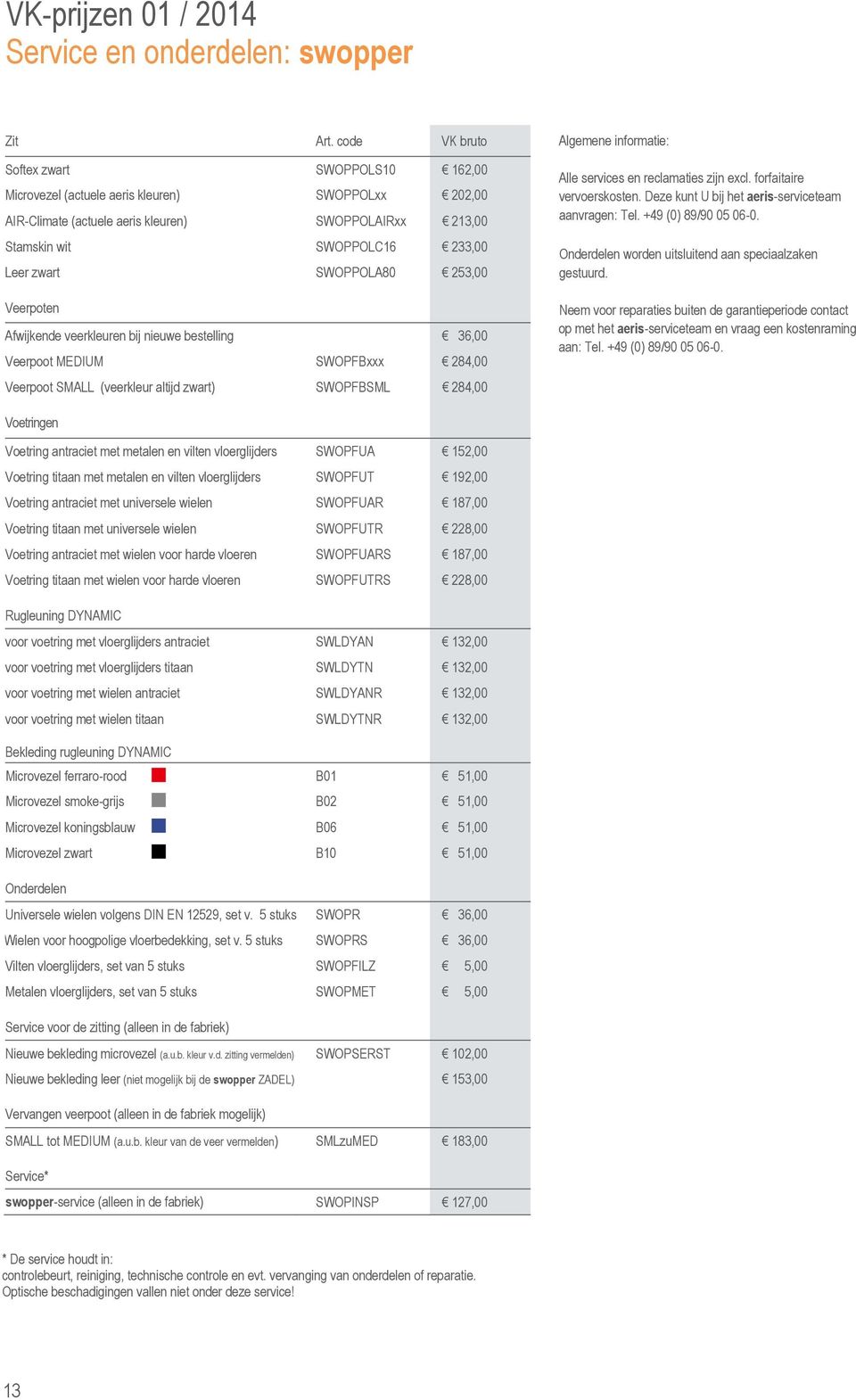 253,00 Veerpoten Afwijkende veerkleuren bij nieuwe bestelling 36,00 Veerpoot MEDIUM SWOPFBxxx 284,00 Veerpoot SMALL (veerkleur altijd zwart) SWOPFBSML 284,00 Algemene informatie: Alle services en