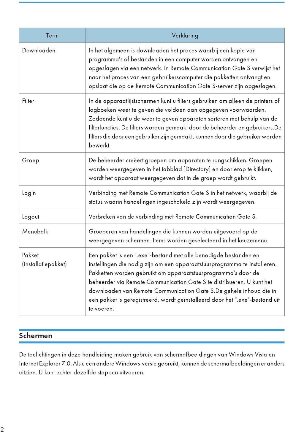 In de apparaatlijstschermen kunt u filters gebruiken om alleen de printers of logboeken weer te geven die voldoen aan opgegeven voorwaarden.