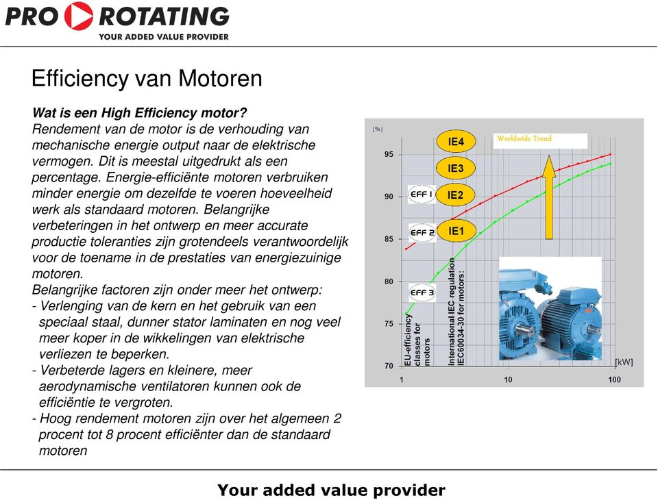 Belangrijke verbeteringen in het ontwerp en meer accurate productie toleranties zijn grotendeels verantwoordelijk voor de toename in de prestaties van energiezuinige motoren.