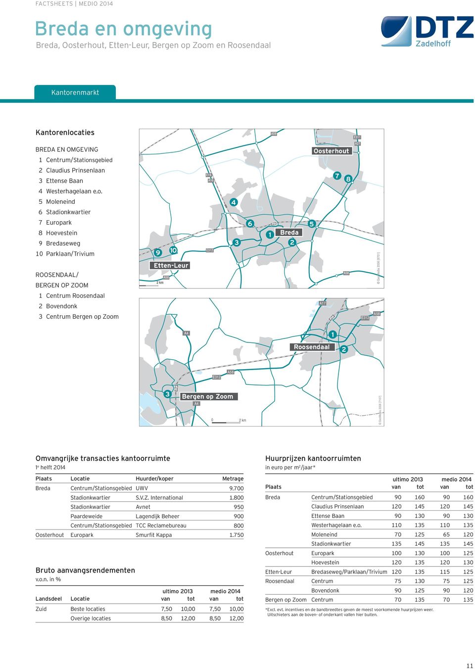 Moleneind Stadionkwartier 7 Europark Hoevestein 9 Bredaseweg Parklaan/Trivium 9 Breda Etten-Leur ROOSENDAAL/ BERGEN OP ZOOM Centrum Roosendaal Bovendonk A7 Centrum Bergen op Zoom E A A Roosendaal E A