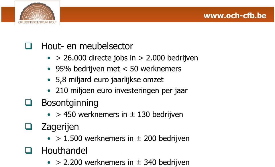 210 miljoen euro investeringen per jaar Bosontginning > 450 werknemers in ± 130