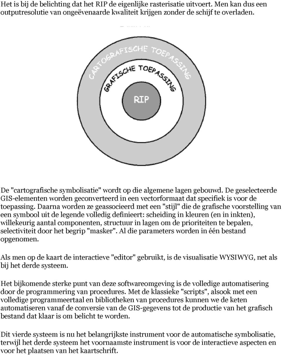 Daarna worden ze geassocieerd met een "stijl" die de grafische voorstelling van een symbool uit de legende volledig definieert: scheiding in kleuren (en in inkten), willekeurig aantal componenten,