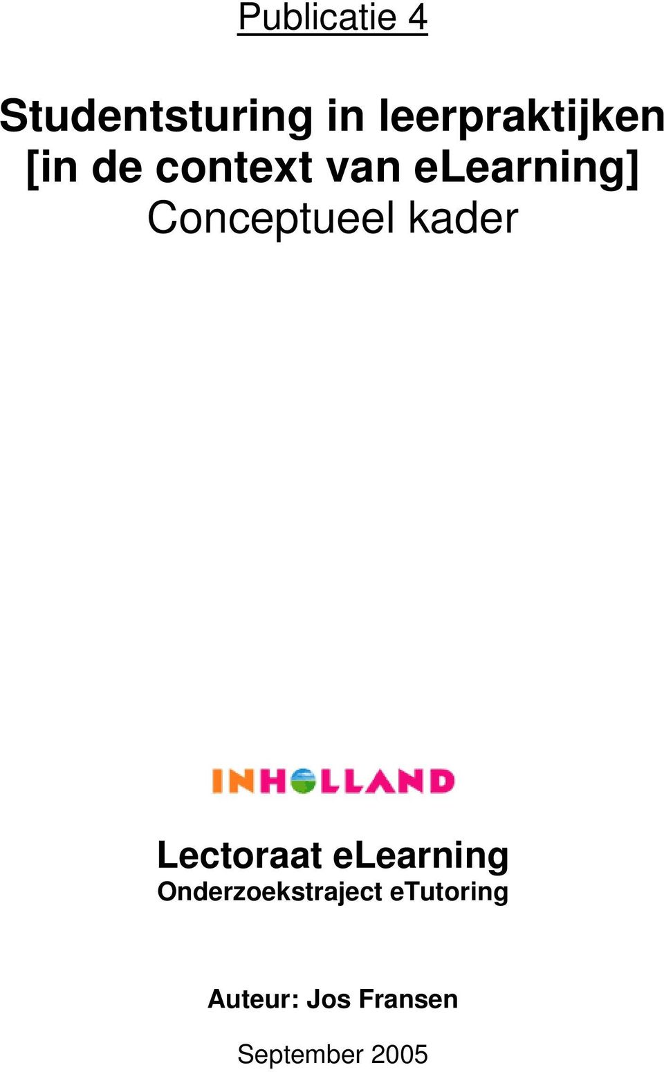 elearning] Conceptueel kader Lectoraat