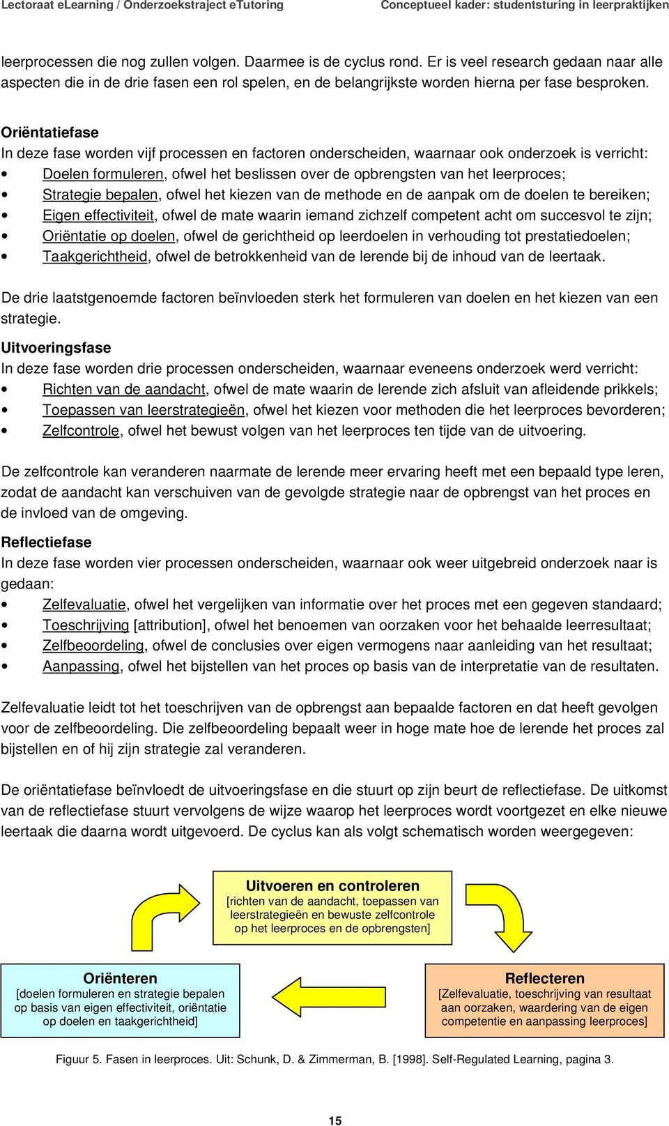 Strategie bepalen, ofwel het kiezen van de methode en de aanpak om de doelen te bereiken; Eigen effectiviteit, ofwel de mate waarin iemand zichzelf competent acht om succesvol te zijn; Oriëntatie op