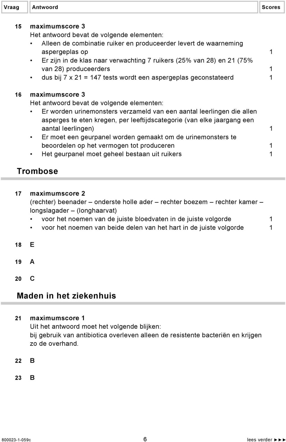 urinemonsters verzameld van een aantal leerlingen die allen asperges te eten kregen, per leeftijdscategorie (van elke jaargang een aantal leerlingen) 1 Er moet een geurpanel worden gemaakt om de