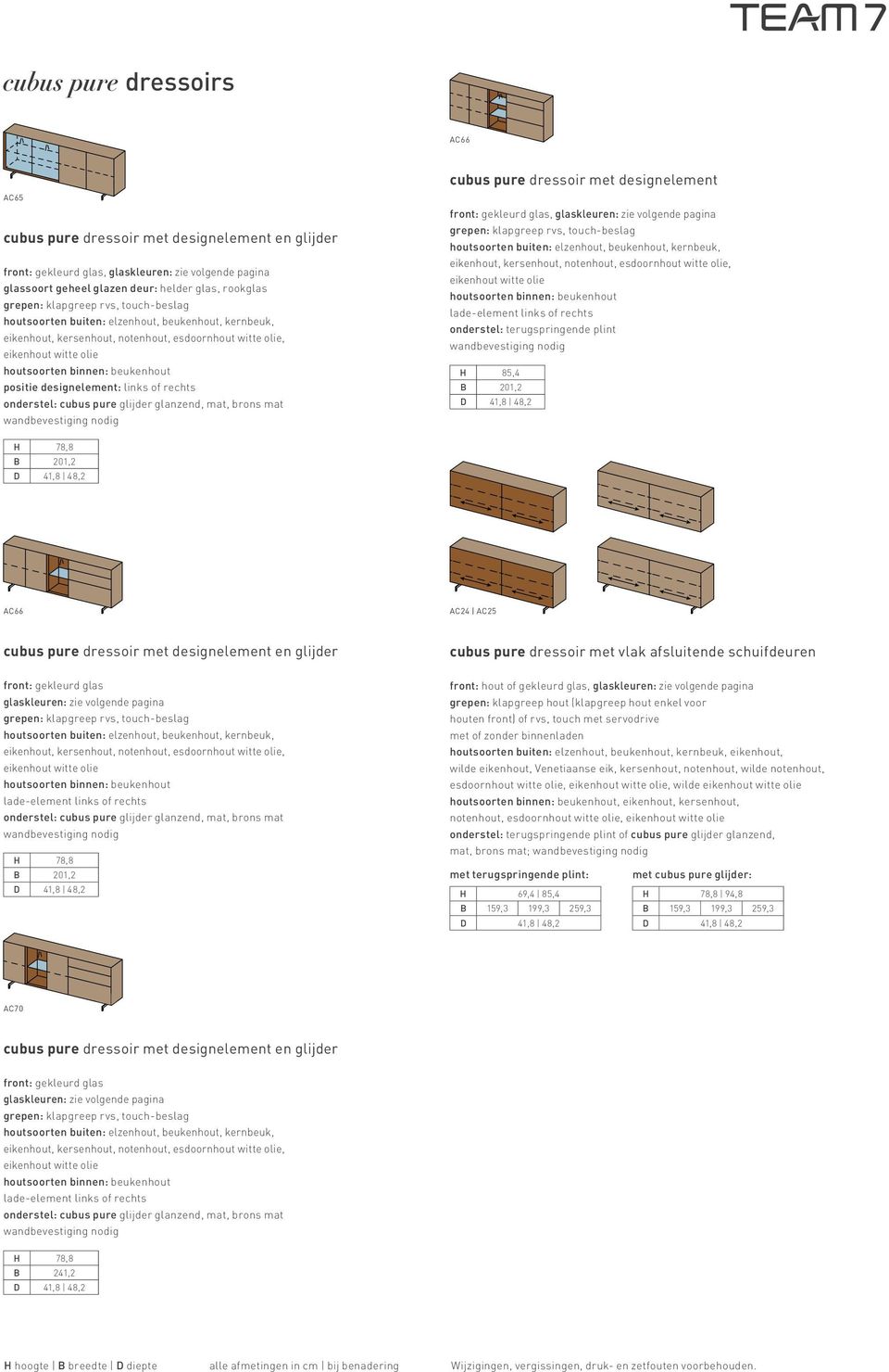 gekleurd glas, grepen: klapgreep hout (klapgreep hout enkel voor houten front) of rvs, touch met servodrive met of zonder binnenladen,