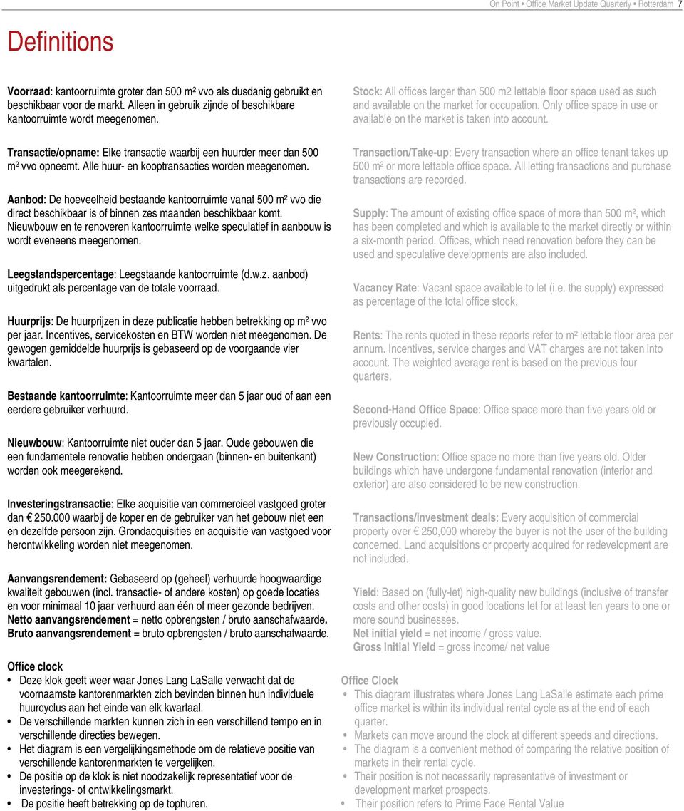 Only office space in use or available on the market is taken into account. Transactie/opname: Elke transactie waarbij een huurder meer dan 5 m² vvo opneemt.