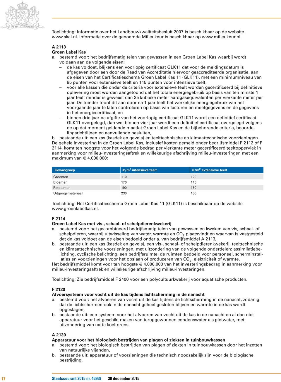 meldingsdatum is afgegeven door een door de Raad van Accreditatie hiervoor geaccrediteerde organisatie, aan de eisen van het Certificatieschema Groen Label Kas 11 (GLK11), met een minimumniveau van