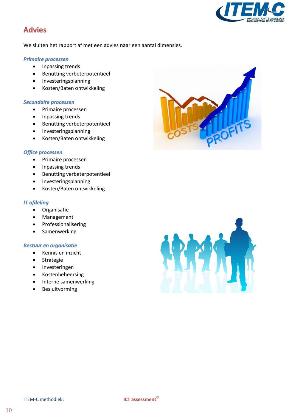 Benutting verbeterpotentieel Investeringsplanning Kosten/Baten ontwikkeling Office processen Inpassing trends Benutting verbeterpotentieel