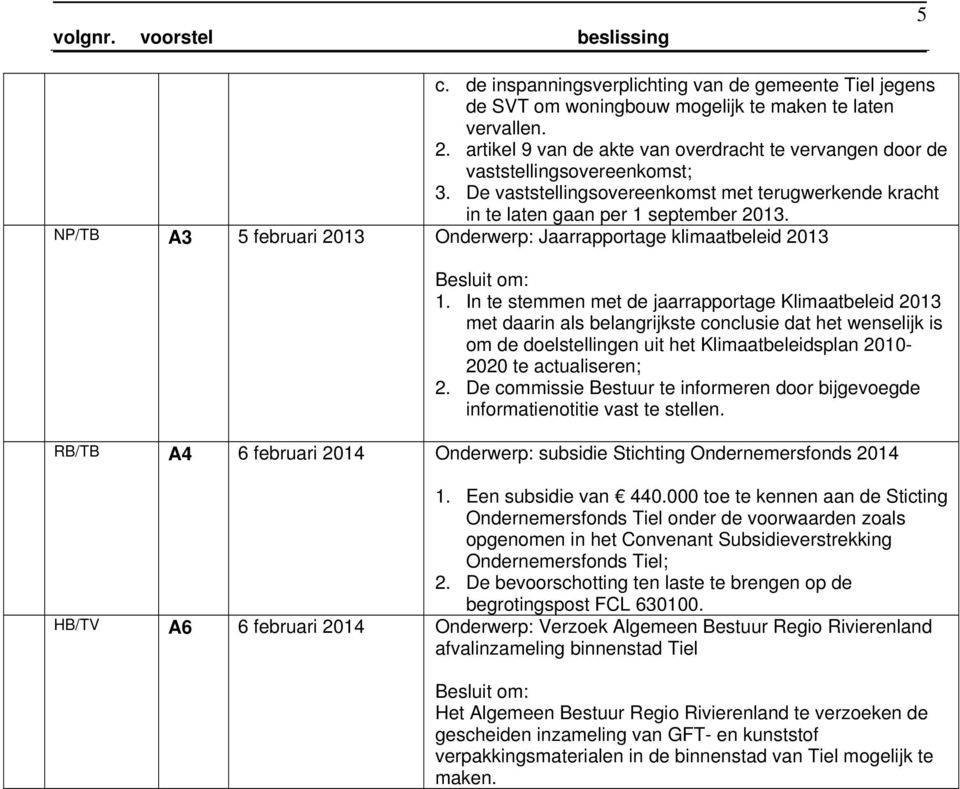 NP/TB A3 5 februari 2013 Onderwerp: Jaarrapportage klimaatbeleid 2013 1.