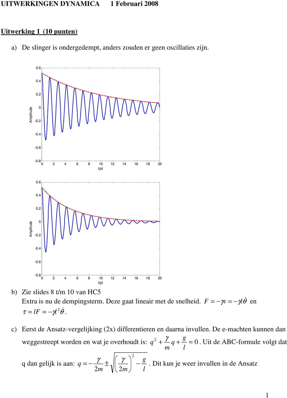 Deze aat ineai met de sneheid. τ γ &. γ γ & en c) Eest de Ansatz-eeijkin (x) diffeentieen en daana inuen.