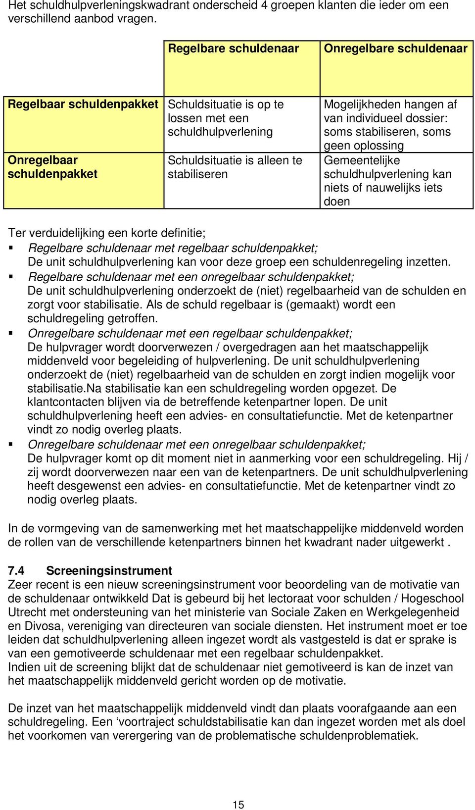 Mogelijkheden hangen af van individueel dossier: soms stabiliseren, soms geen oplossing Gemeentelijke schuldhulpverlening kan niets of nauwelijks iets doen Ter verduidelijking een korte definitie;