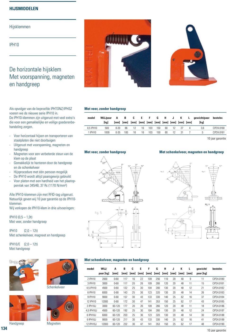 - Voor horizontaal hijsen en transporteren van staalplaten die niet doorbuigen - Uitgerust met voorspanning, magneten en handgreep - Magneten voor een verbeterde steun van de klem op de plaat -