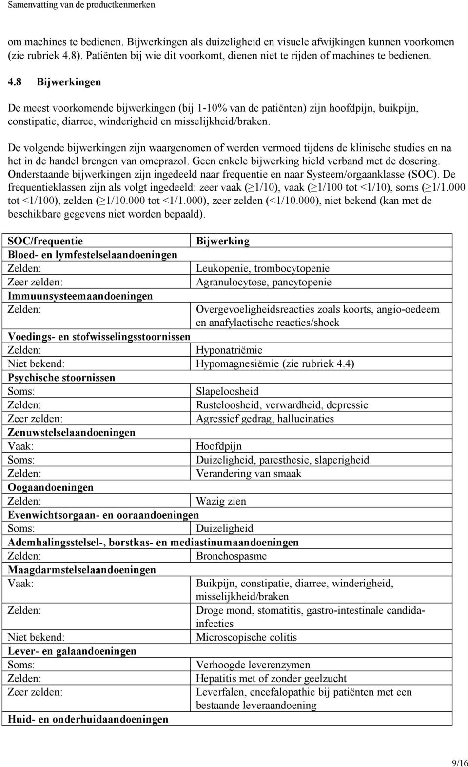 8 Bijwerkingen De meest voorkomende bijwerkingen (bij 1-10% van de patiënten) zijn hoofdpijn, buikpijn, constipatie, diarree, winderigheid en misselijkheid/braken.