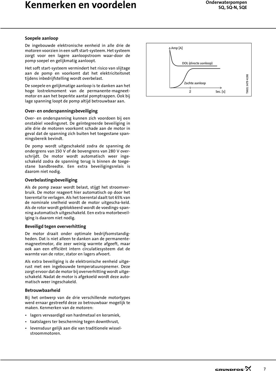 Het soft start-systeem vermindert het risico van slijtage aan de pomp en voorkomt dat het elektriciteitsnet tijdens inbedrijfstelling wordt overbelast.