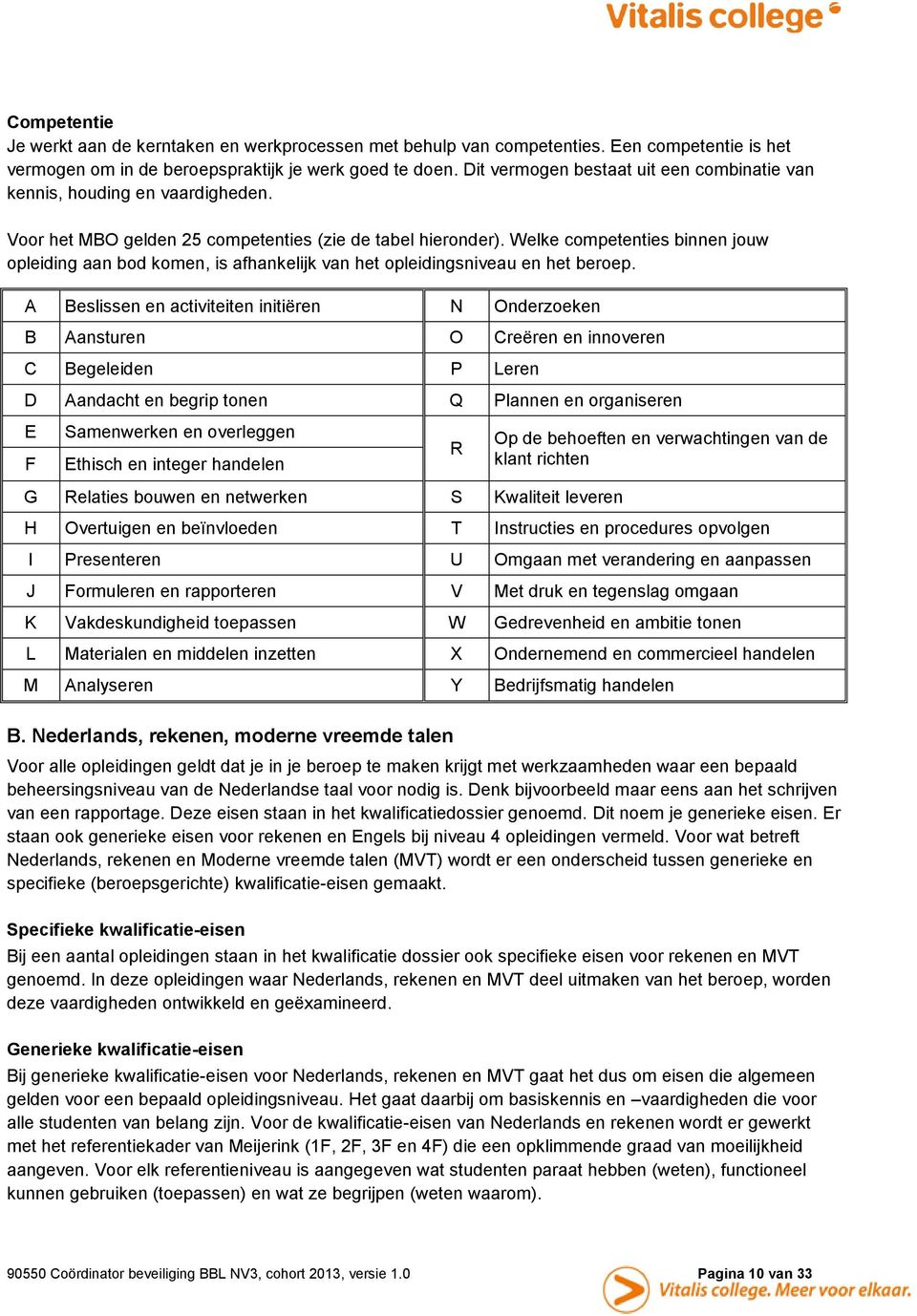 Welke competenties binnen jouw opleiding aan bod komen, is afhankelijk van het opleidingsniveau en het beroep.