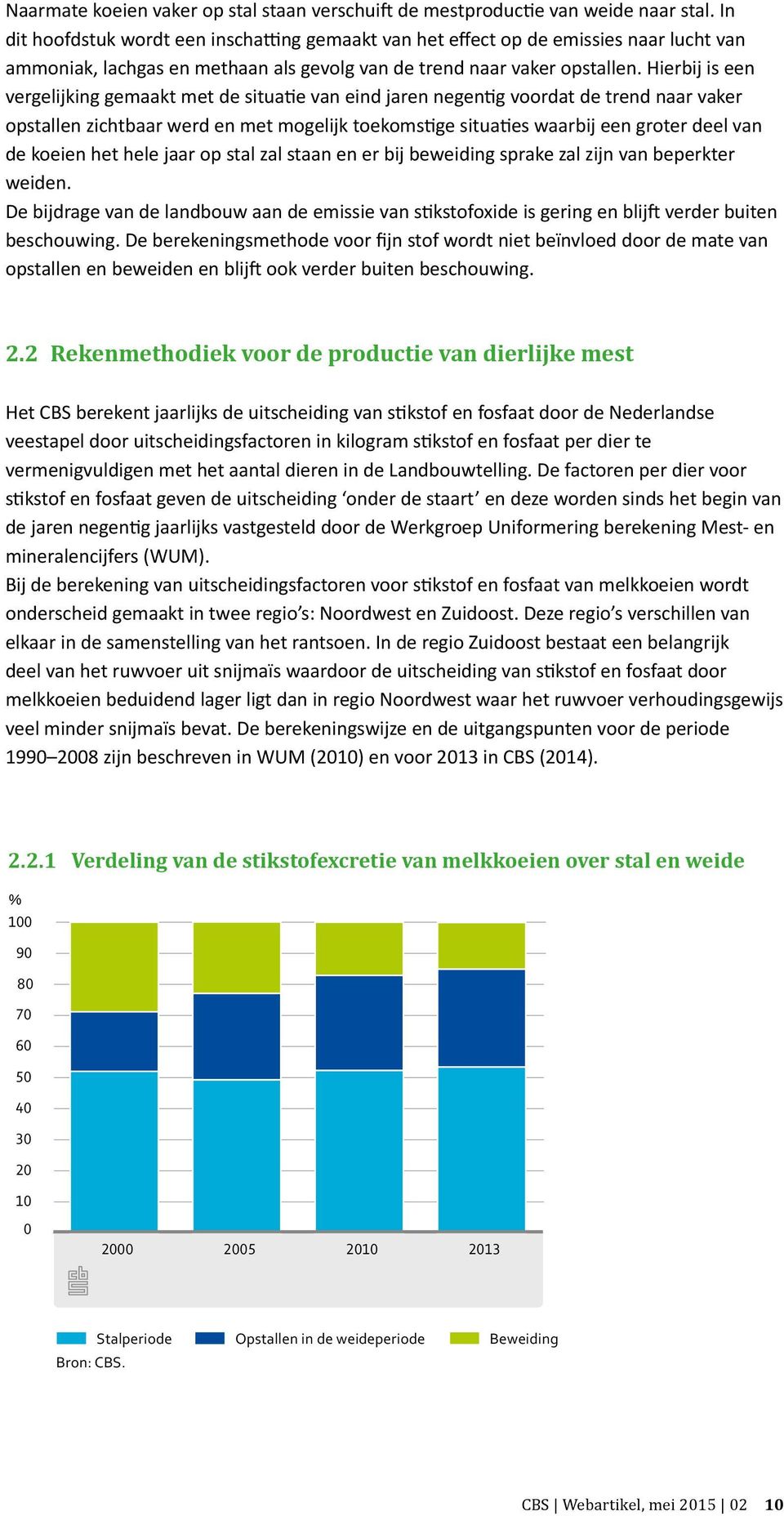 Hierbij is een vergelijking gemaakt met de situatie van eind jaren negentig voordat de trend naar vaker opstallen zichtbaar werd en met mogelijk toekomstige situaties waarbij een groter deel van de