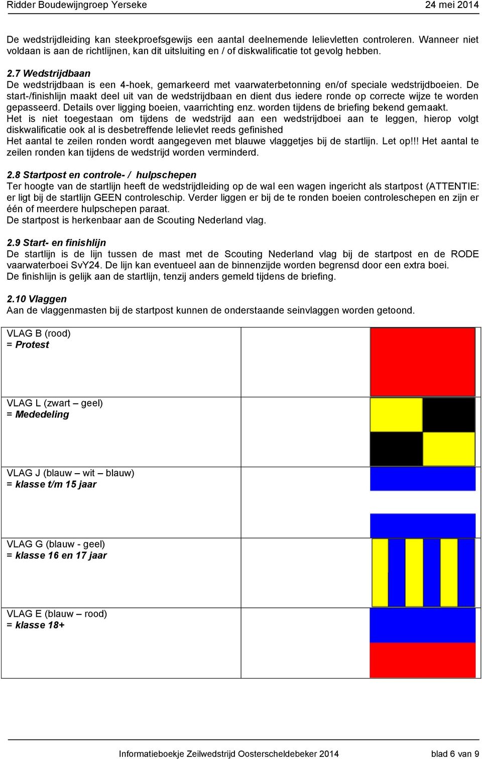 De start-/finishlijn maakt deel uit van de wedstrijdbaan en dient dus iedere ronde op correcte wijze te worden gepasseerd. Details over ligging boeien, vaarrichting enz.