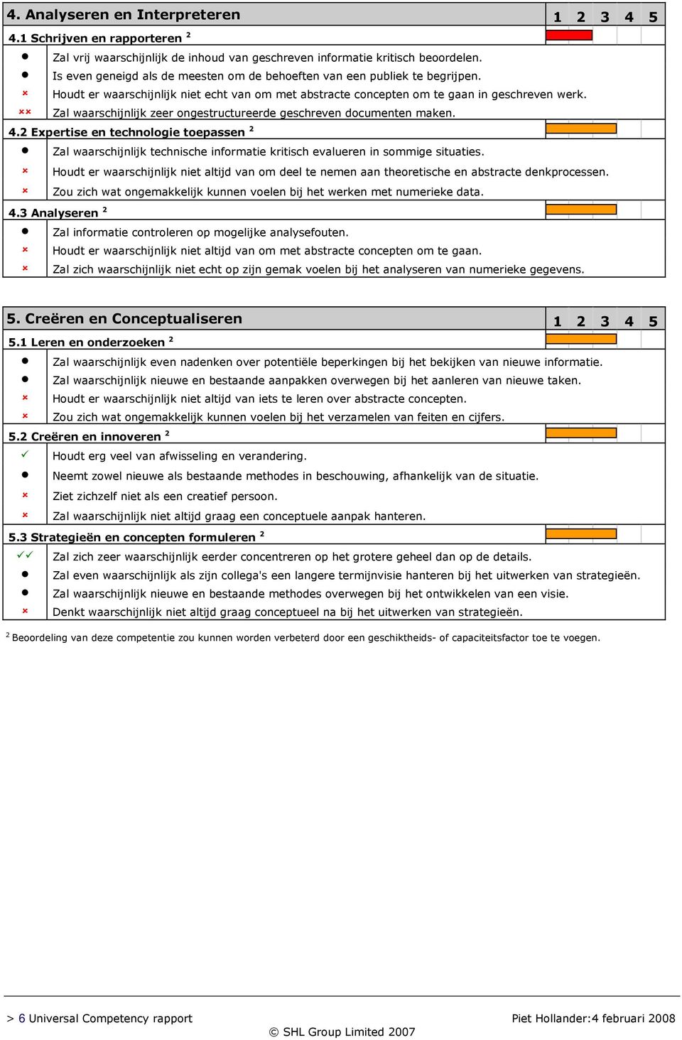 Zal waarschijnlijk zeer ongestructureerde geschreven documenten maken. 4.2 Expertise en technologie toepassen 2 Zal waarschijnlijk technische informatie kritisch evalueren in sommige situaties.