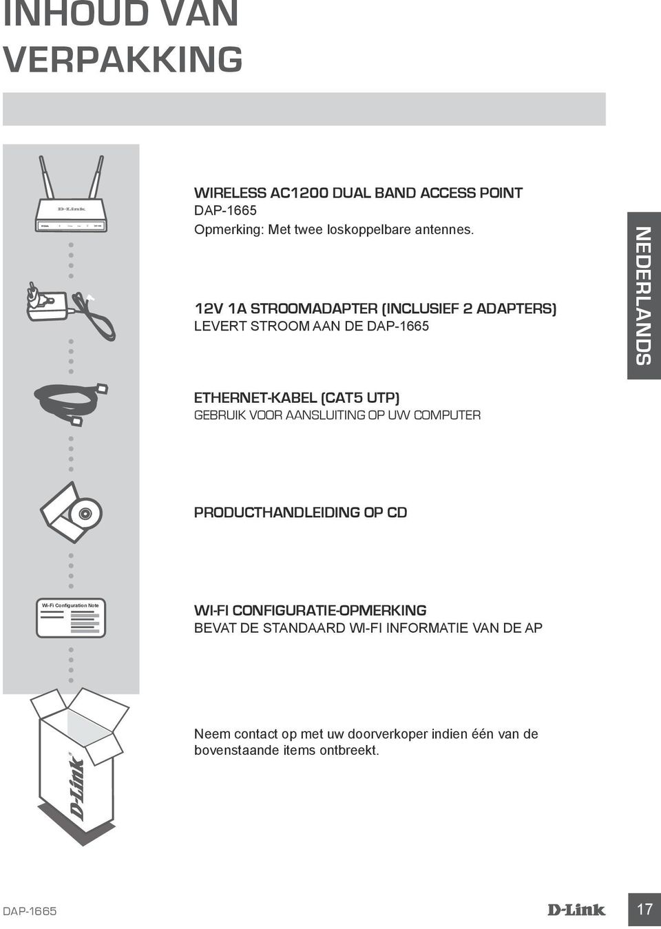 AANSLUITING OP UW COMPUTER PRODUCTHANDLEIDING OP CD Wi-Fi Configuration Note WI-FI CONFIGURATIE-OPMERKING BEVAT