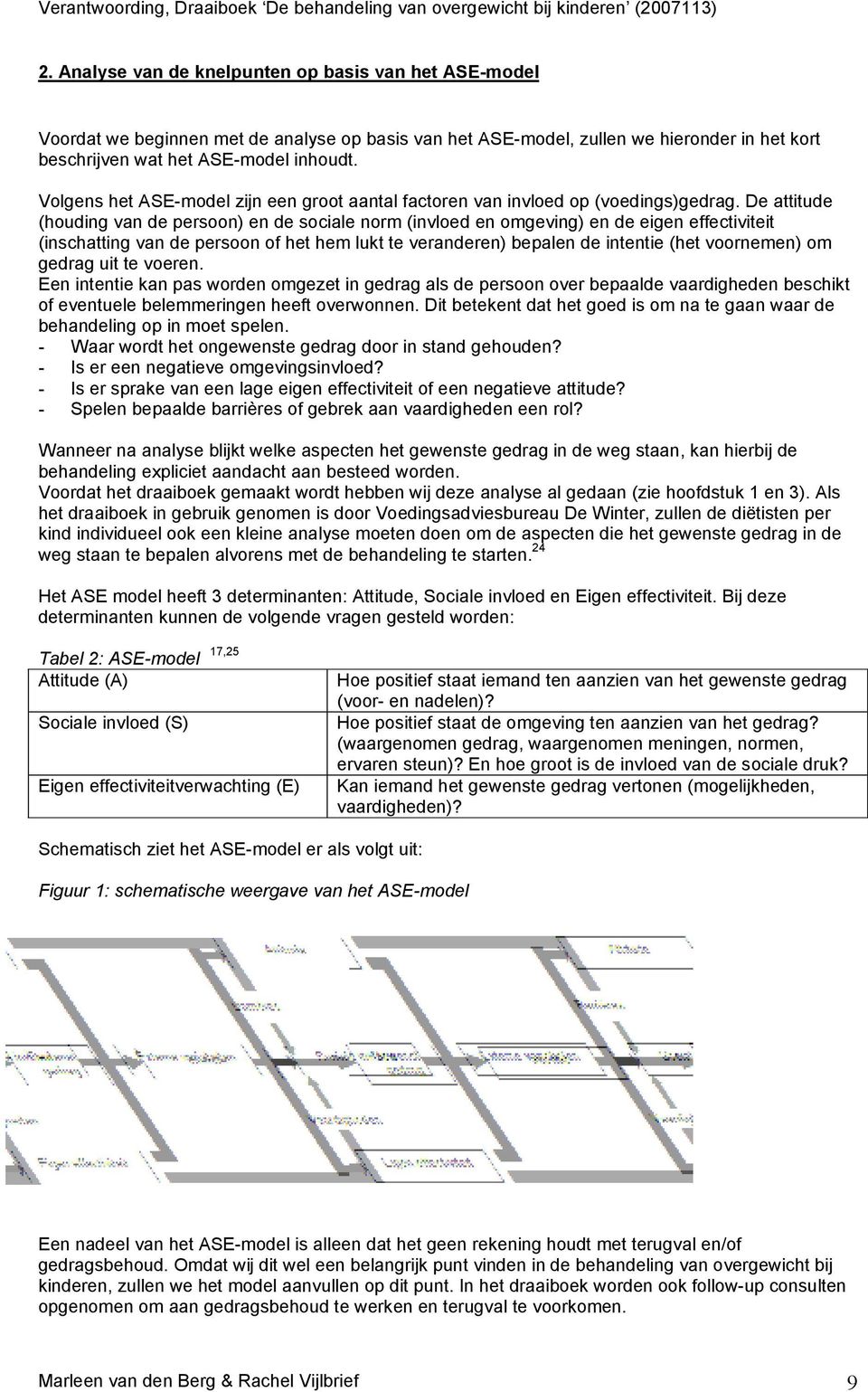 De attitude (houding van de persoon) en de sociale norm (invloed en omgeving) en de eigen effectiviteit (inschatting van de persoon of het hem lukt te veranderen) bepalen de intentie (het voornemen)