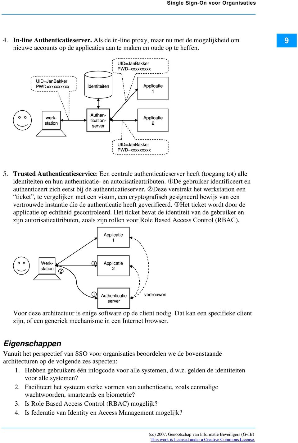 Trusted Authenticatieservice: Een centrale authenticatieserver heeft (toegang tot) alle identiteiten en hun authenticatie- en autorisatieattributen.