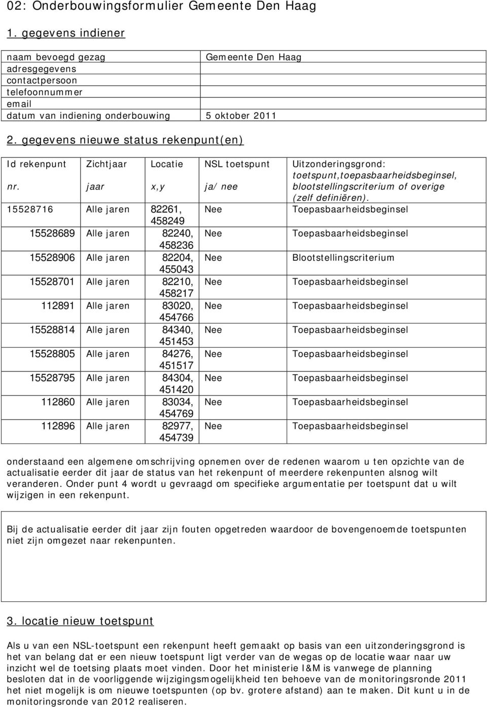 gegevens nieuwe status rekenpunt(en) Id rekenpunt nr.