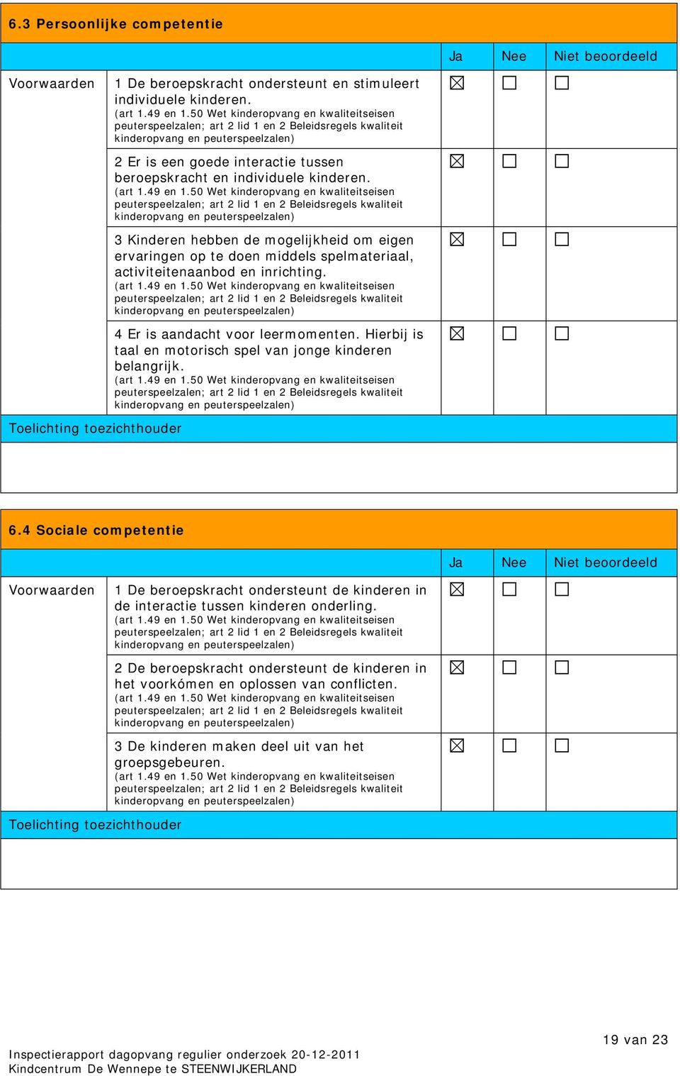 peuterspeelzalen; art 2 lid 1 en 2 Beleidsregels kwaliteit 3 Kinderen hebben de mogelijkheid om eigen ervaringen op te doen middels spelmateriaal, activiteitenaanbod en inrichting.