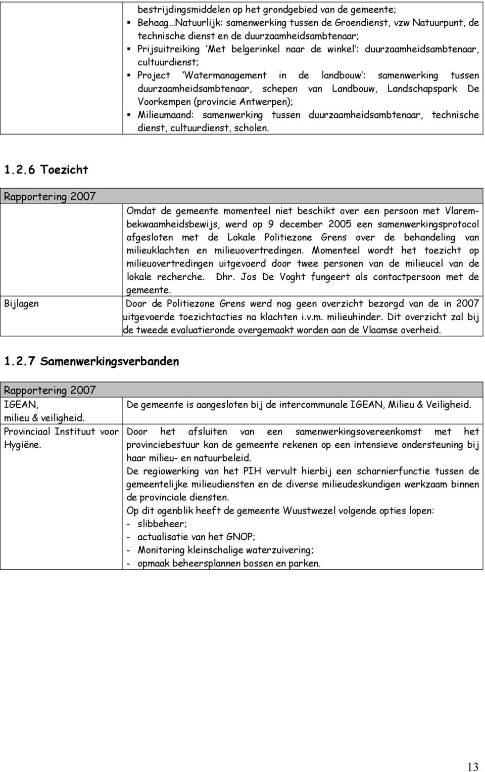 Voorkempen (provincie Antwerpen); Milieumaand: samenwerking tussen duurzaamheidsambtenaar, technische dienst, cultuurdienst, scholen. 1.2.