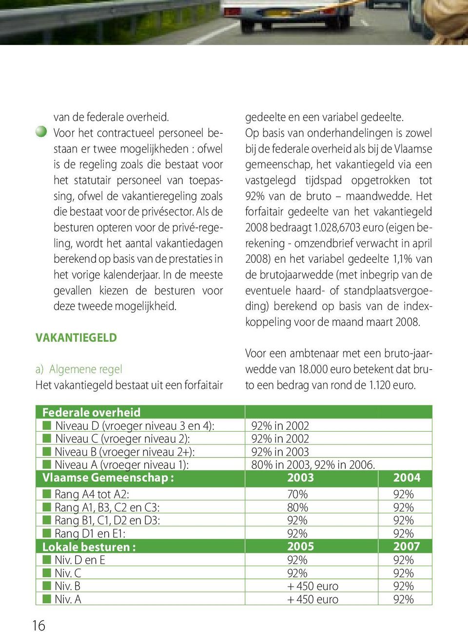 privésector. Als de besturen opteren voor de privé-regeling, wordt het aantal vakantiedagen berekend op basis van de prestaties in het vorige kalenderjaar.