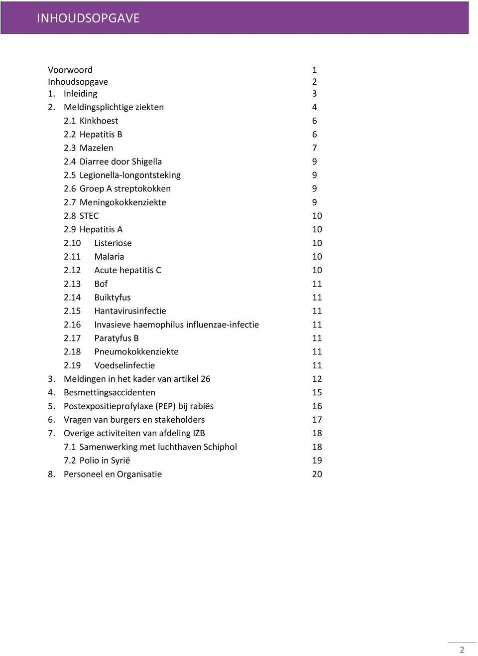 14 Buiktyfus 11 2.15 Hantavirusinfectie 11 2.16 Invasieve haemophilus influenzae-infectie 11 2.17 Paratyfus B 11 2.18 Pneumokokkenziekte 11 2.19 Voedselinfectie 11 3.