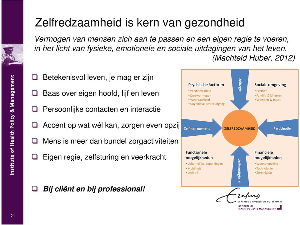 (Machteld Huber, 2012) Betekenisvol leven, je mag er zijn Baas over eigen hoofd, lijf en leven Persoonlijke contacten